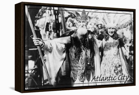 Atlantic City, New Jersey - Neptune and Miss America at Carnival --Lantern Press-Framed Stretched Canvas