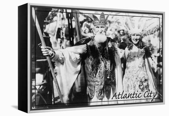 Atlantic City, New Jersey - Neptune and Miss America at Carnival --Lantern Press-Framed Stretched Canvas