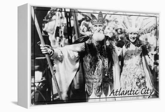 Atlantic City, New Jersey - Neptune and Miss America at Carnival --Lantern Press-Framed Stretched Canvas