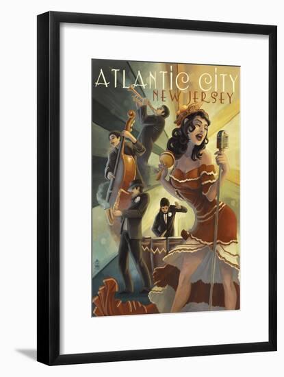 Atlantic City, New Jersey - Nightculb Scene-Lantern Press-Framed Art Print
