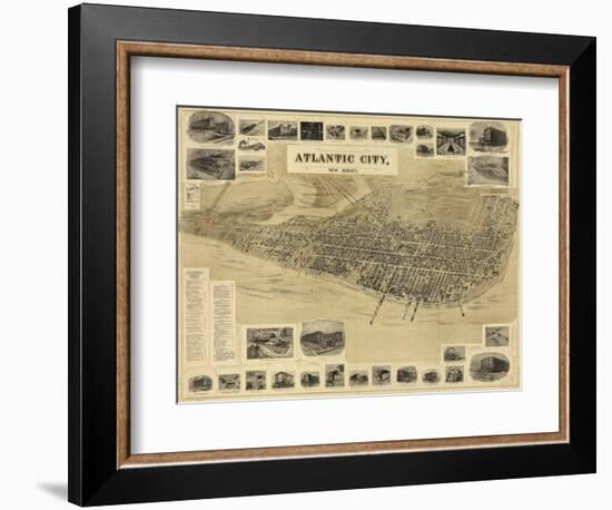 Atlantic City, New Jersey - Panoramic Map-Lantern Press-Framed Art Print