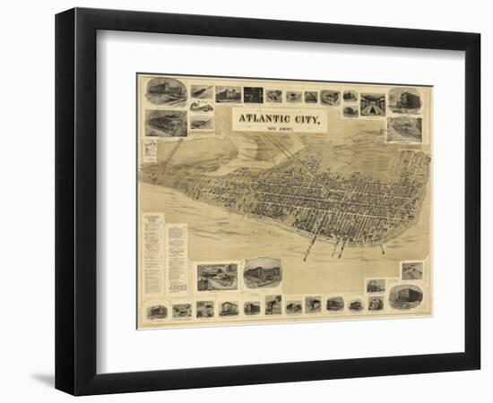 Atlantic City, New Jersey - Panoramic Map-Lantern Press-Framed Art Print