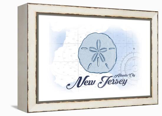 Atlantic City, New Jersey - Sand Dollar - Blue - Coastal Icon-Lantern Press-Framed Stretched Canvas