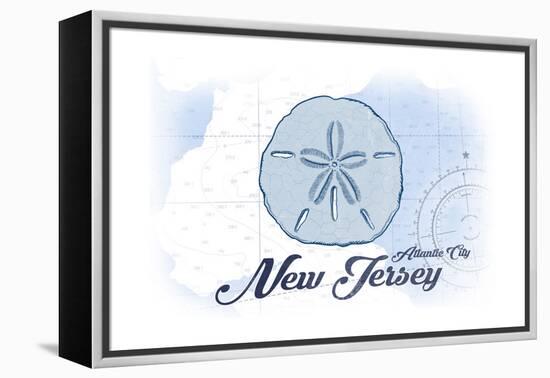 Atlantic City, New Jersey - Sand Dollar - Blue - Coastal Icon-Lantern Press-Framed Stretched Canvas