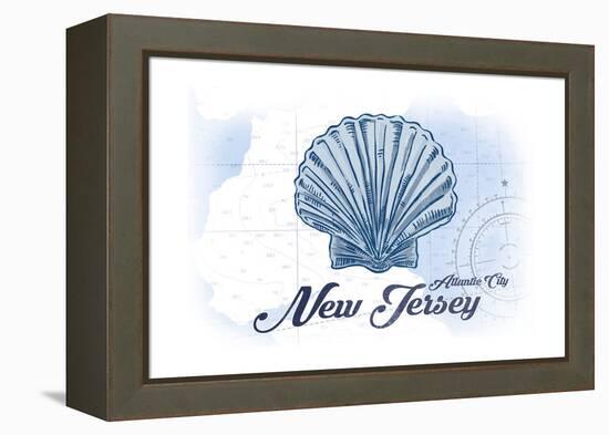 Atlantic City, New Jersey - Scallop Shell - Blue - Coastal Icon-Lantern Press-Framed Stretched Canvas