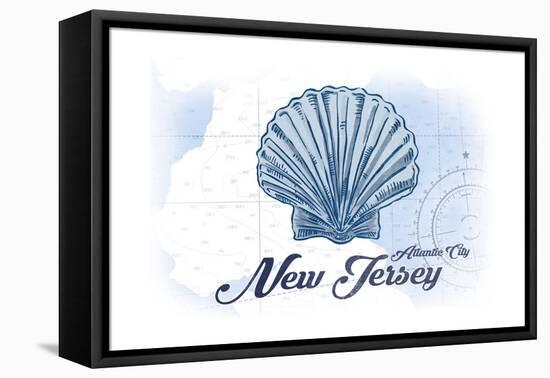 Atlantic City, New Jersey - Scallop Shell - Blue - Coastal Icon-Lantern Press-Framed Stretched Canvas