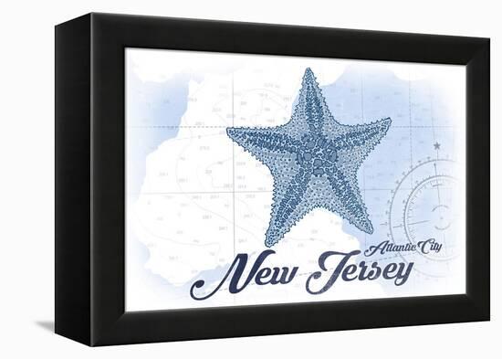 Atlantic City, New Jersey - Starfish - Blue - Coastal Icon-Lantern Press-Framed Stretched Canvas