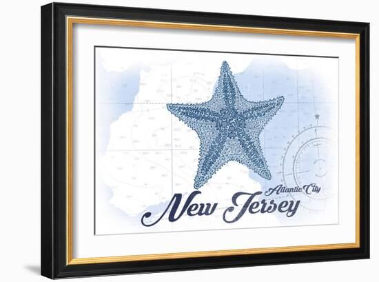Atlantic City, New Jersey - Starfish - Blue - Coastal Icon-Lantern Press-Framed Art Print