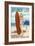 Atlantic City, New Jersey - Surfer Pinup Girl-Lantern Press-Framed Art Print