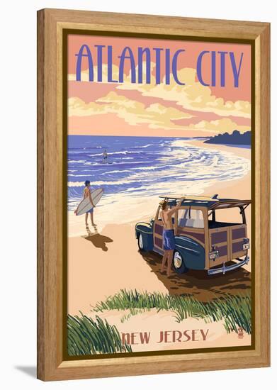 Atlantic City, New Jersey - Woody on the Beach-Lantern Press-Framed Stretched Canvas