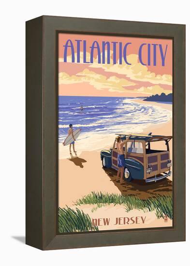 Atlantic City, New Jersey - Woody on the Beach-Lantern Press-Framed Stretched Canvas