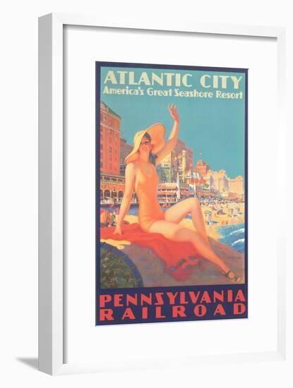 Atlantic City Travel Poster-null-Framed Premium Giclee Print