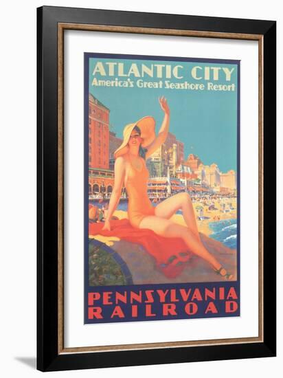 Atlantic City Travel Poster-null-Framed Premium Giclee Print