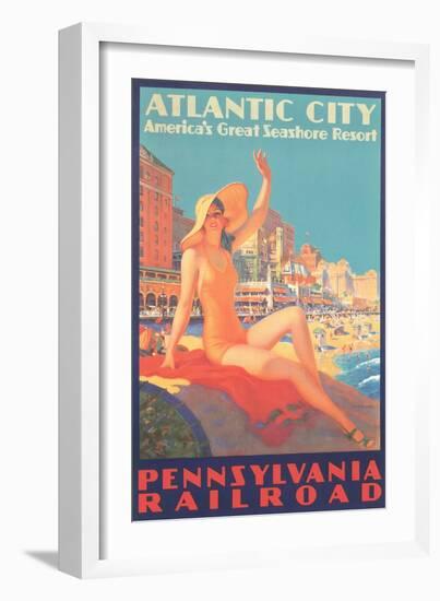 Atlantic City Travel Poster-null-Framed Premium Giclee Print