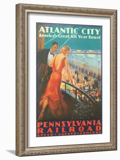 Atlantic City Travel Poster-null-Framed Premium Giclee Print