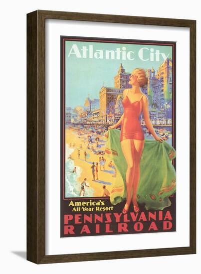 Atlantic City Travel Poster-null-Framed Premium Giclee Print