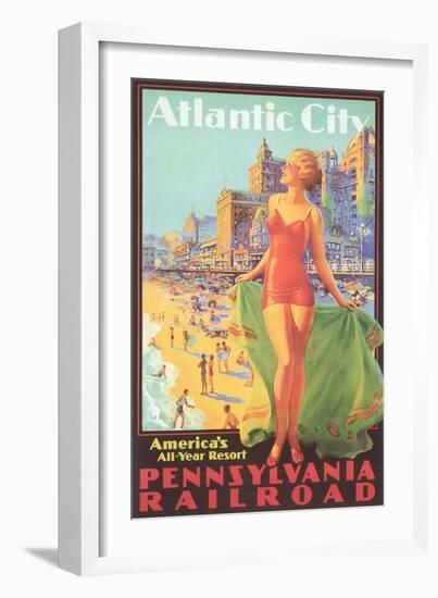 Atlantic City Travel Poster-null-Framed Premium Giclee Print