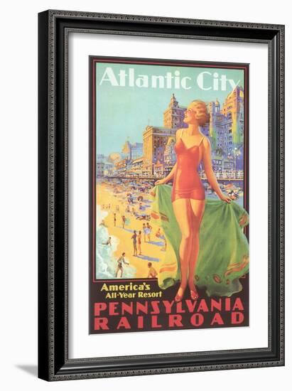 Atlantic City Travel Poster-null-Framed Premium Giclee Print