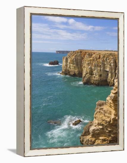 Atlantic Ocean and Cliffs on the Cape St. Vincent Peninsula, Sagres, Algarve, Portugal, Europe-Neale Clarke-Framed Premier Image Canvas