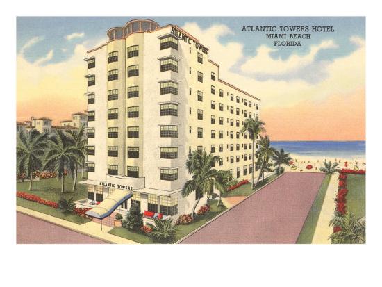 Atlantic Towers Hotel Miami Beach Florida Art Print By
