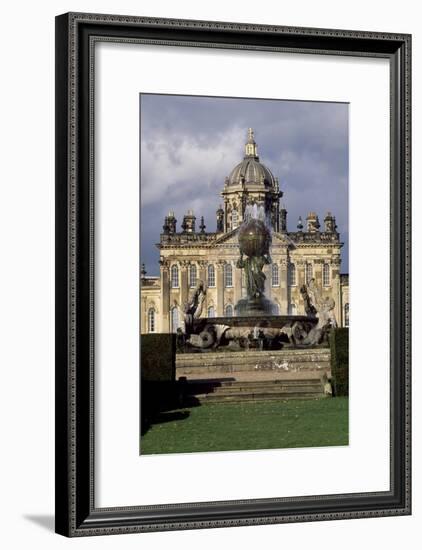 Atlas Fountain with Facade of Castle Howard in Background-John Thomas-Framed Giclee Print