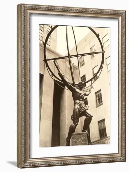 Atlas Statue, Rockefeller Center, New York City-null-Framed Art Print