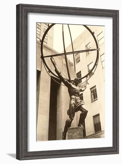 Atlas Statue, Rockefeller Center, New York City-null-Framed Art Print