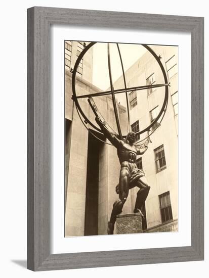 Atlas Statue, Rockefeller Center, New York City-null-Framed Art Print