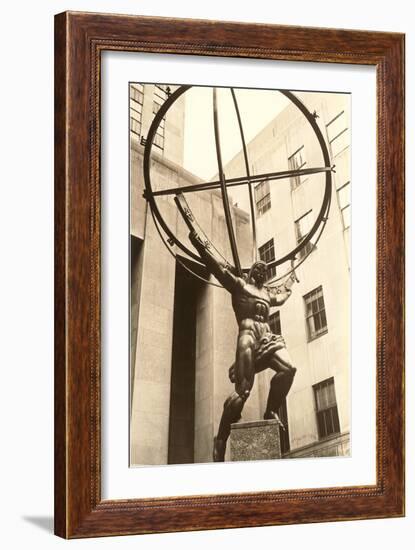 Atlas Statue, Rockefeller Center, New York City-null-Framed Art Print