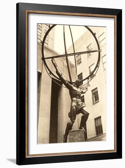 Atlas Statue, Rockefeller Center, New York City-null-Framed Art Print