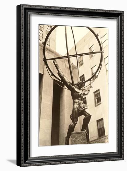 Atlas Statue, Rockefeller Center, New York City-null-Framed Art Print