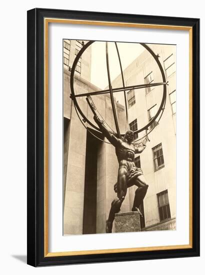 Atlas Statue, Rockefeller Center, New York City-null-Framed Art Print