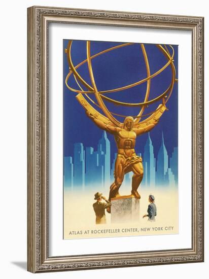 Atlas Statue, Rockefeller Center, New York City-null-Framed Art Print