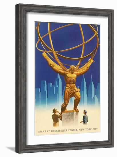 Atlas Statue, Rockefeller Center, New York City-null-Framed Art Print