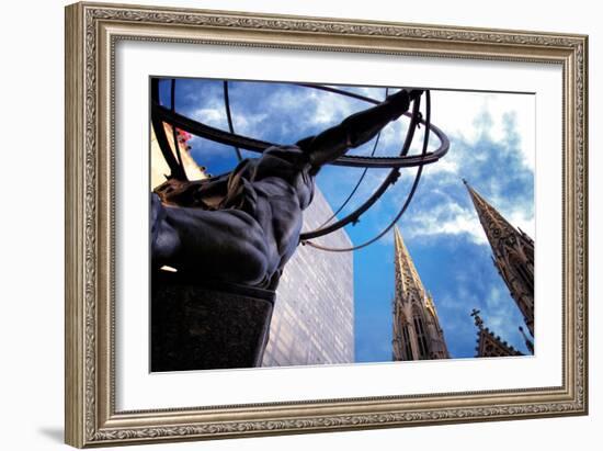 Atlas Staue and St. Patrick's Cathedral, Manhattan, New York Cit-Sabine Jacobs-Framed Photographic Print