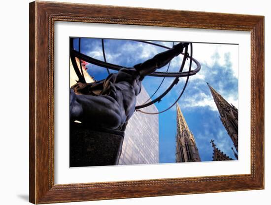 Atlas Staue and St. Patrick's Cathedral, Manhattan, New York Cit-Sabine Jacobs-Framed Photographic Print