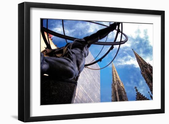 Atlas Staue and St. Patrick's Cathedral, Manhattan, New York Cit-Sabine Jacobs-Framed Photographic Print