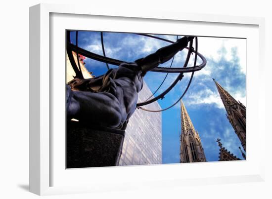 Atlas Staue and St. Patrick's Cathedral, Manhattan, New York Cit-Sabine Jacobs-Framed Photographic Print