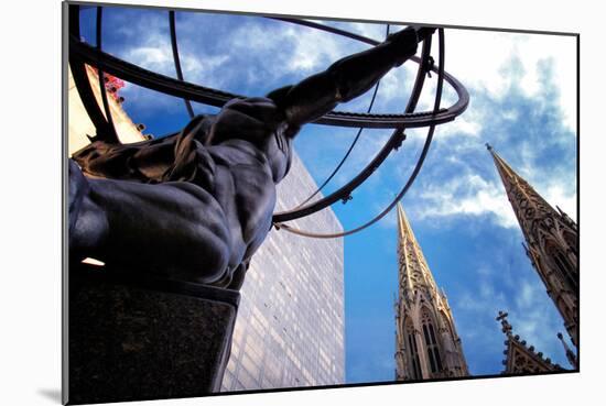 Atlas Staue and St. Patrick's Cathedral, Manhattan, New York Cit-Sabine Jacobs-Mounted Photographic Print