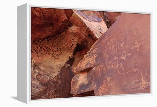 Atlatl Rock, Valley of Fire State Park, Overton, Nevada, United States of America, North America-Richard Cummins-Framed Premier Image Canvas