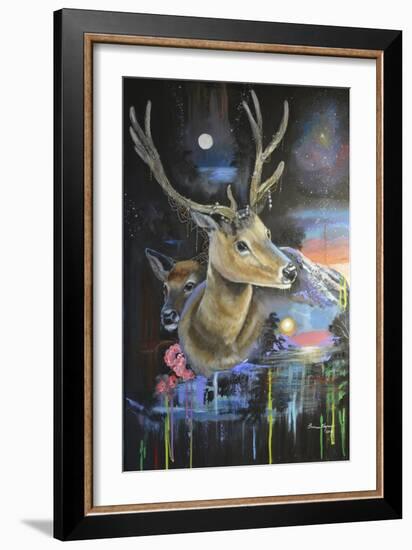 Atmosperic Deers-Sue Clyne-Framed Giclee Print