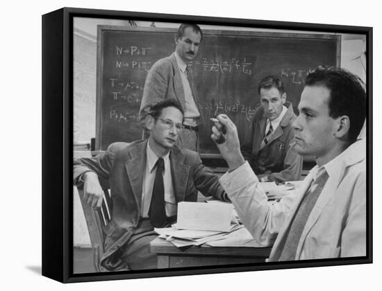 Atomic Scientists Discussing Subatomic Particles-Nat Farbman-Framed Premier Image Canvas