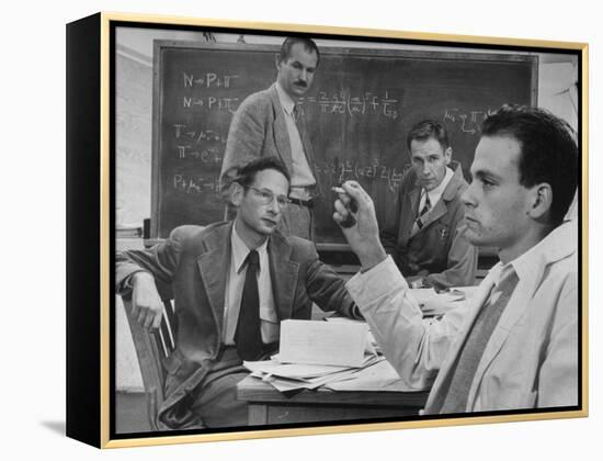 Atomic Scientists Discussing Subatomic Particles-Nat Farbman-Framed Premier Image Canvas