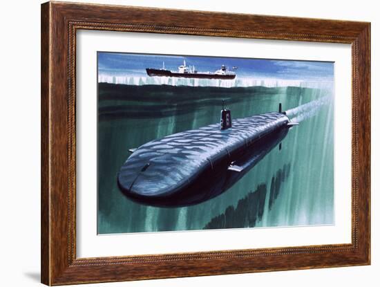 Atomic Submarine under the Ice-English School-Framed Giclee Print