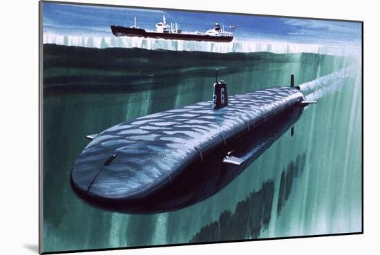 Atomic Submarine under the Ice-English School-Mounted Giclee Print