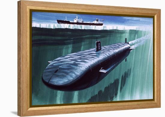 Atomic Submarine under the Ice-English School-Framed Premier Image Canvas