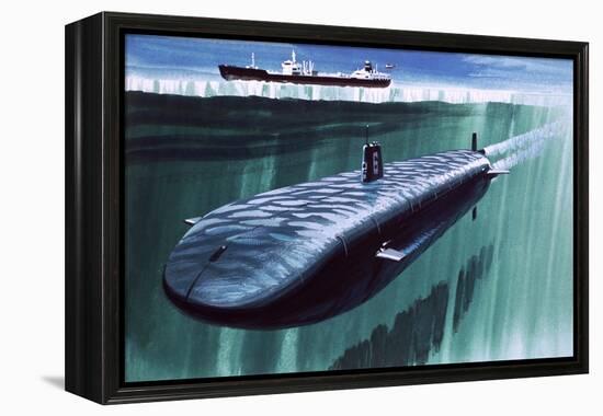 Atomic Submarine under the Ice-English School-Framed Premier Image Canvas