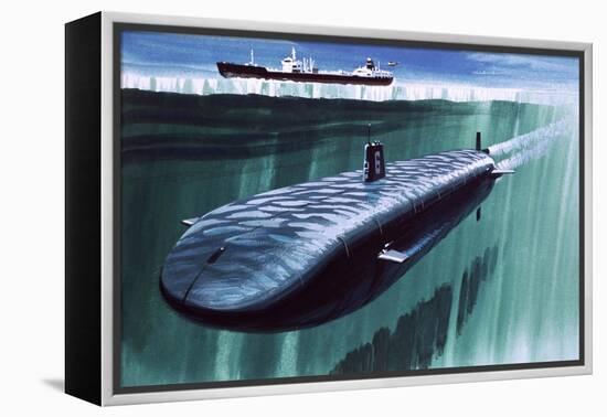 Atomic Submarine under the Ice-English School-Framed Premier Image Canvas