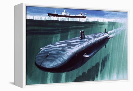 Atomic Submarine under the Ice-English School-Framed Premier Image Canvas