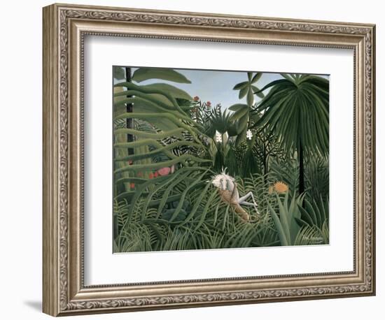 Attack of Jaguar, c.1910-Henri Rousseau-Framed Giclee Print